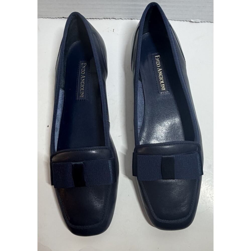 Enzo Angiolini Navy Blue Bow Ballet Flats Women’s 7.5 M Leather Sole Vintage Y2K - Picture 6 of 10